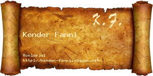 Kender Fanni névjegykártya